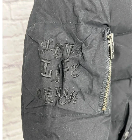 Vintage Azzure Blue Puffer Jacket Hooded Zip Up Bomber Style Reversible MNEW
